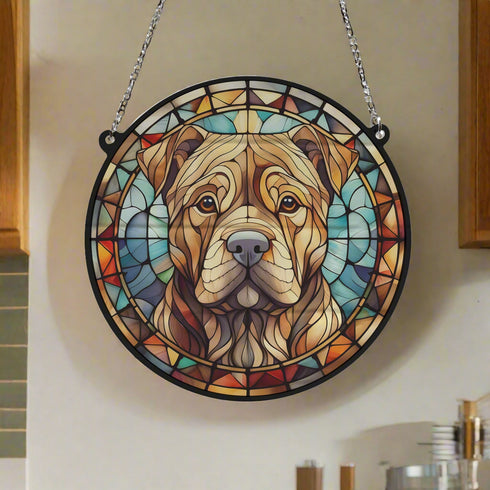 Shar Pei Stained Glass Effect Suncatcher